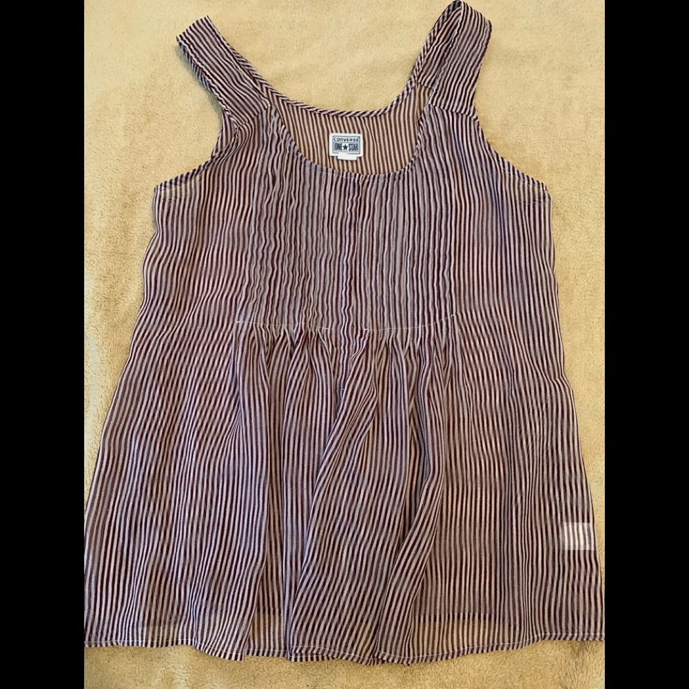 🍭Sheer snap up striped tank by one star sz XL